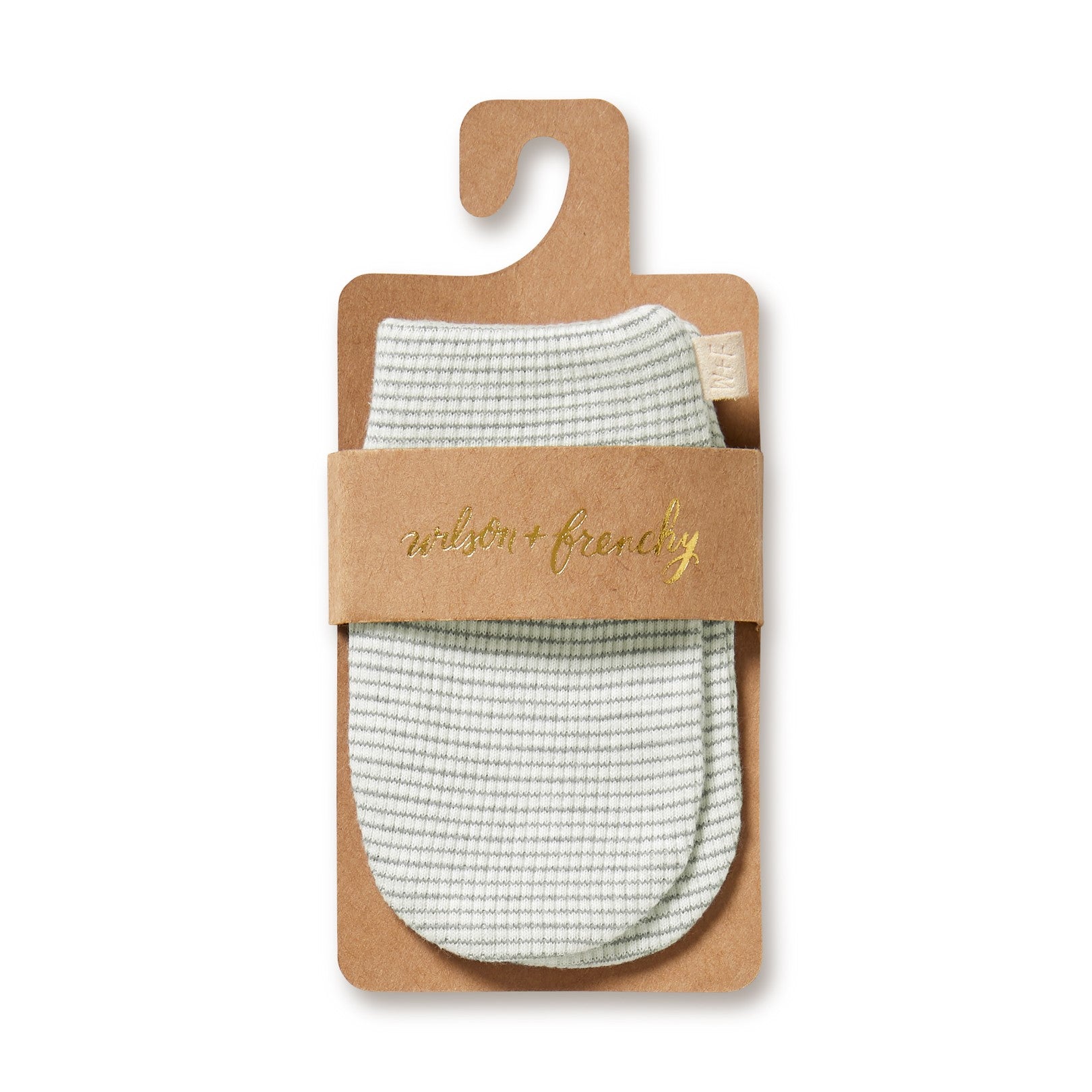 Organic Stripe Rib Mittens Fern