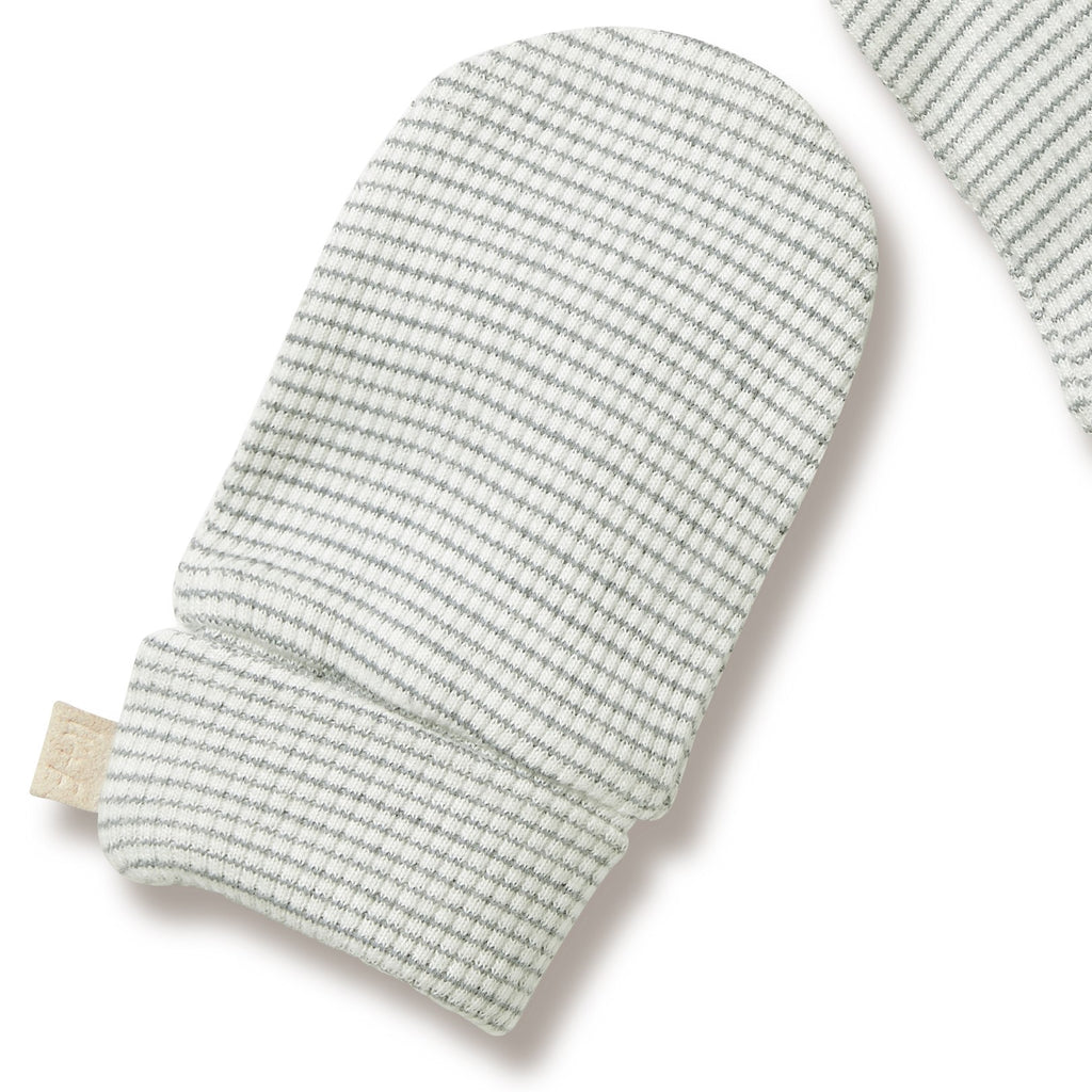 Organic Stripe Rib Mittens Fern