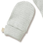 Organic Stripe Rib Mittens Fern
