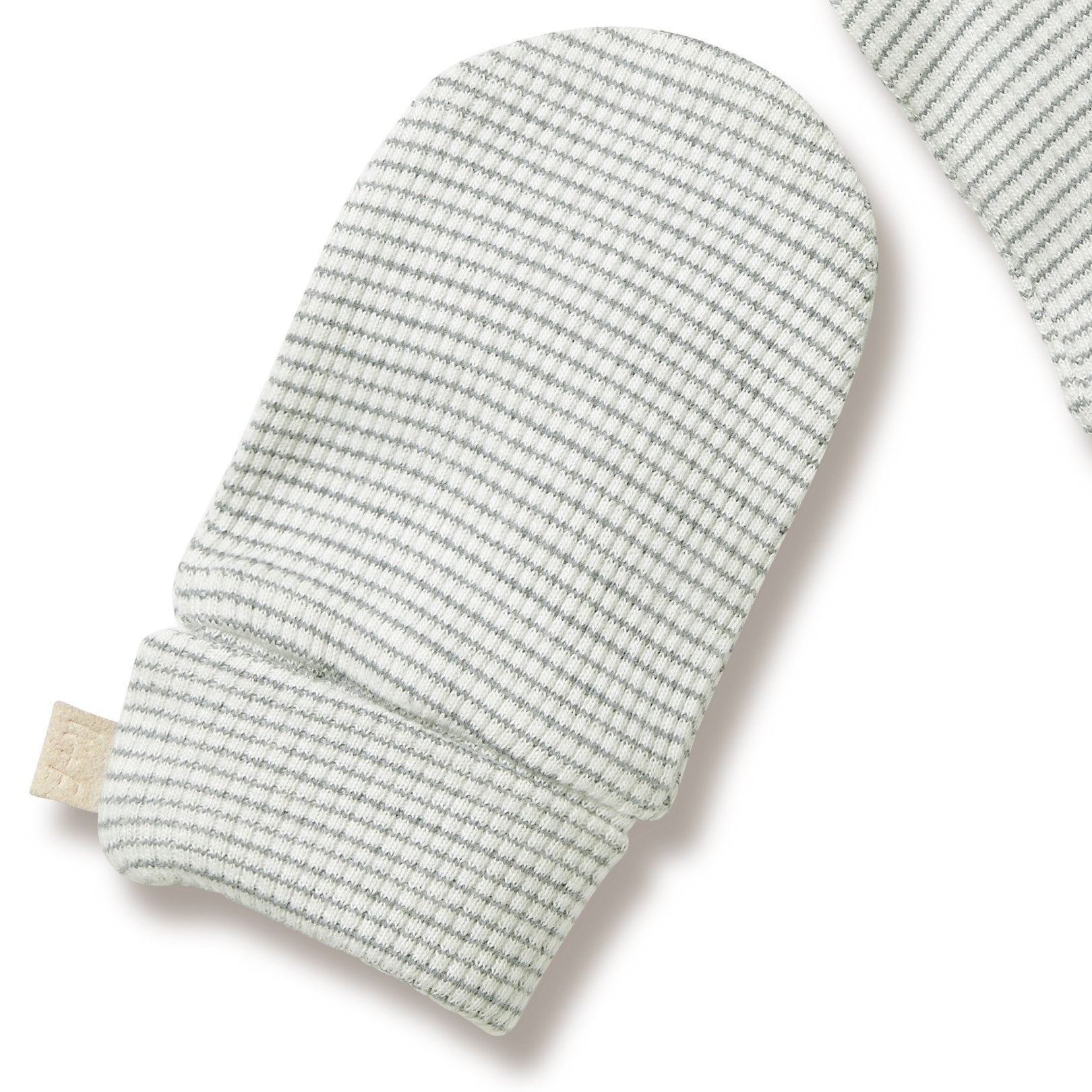 Organic Stripe Rib Mittens Fern