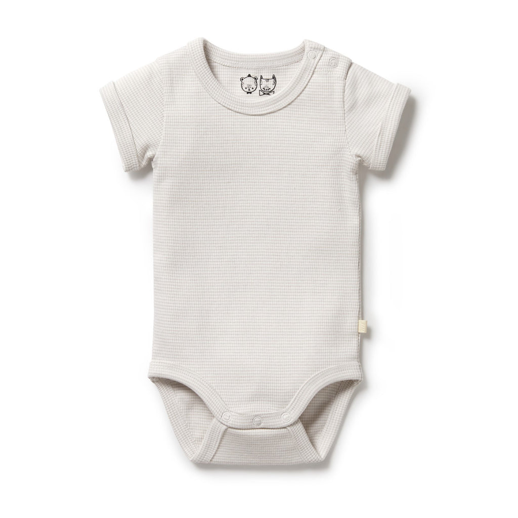 Organic Stripe Rib Bodysuit Clay
