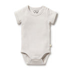 Organic Stripe Rib Bodysuit Clay