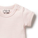 Organic Stripe Rib Bodysuit - Cantaloupe