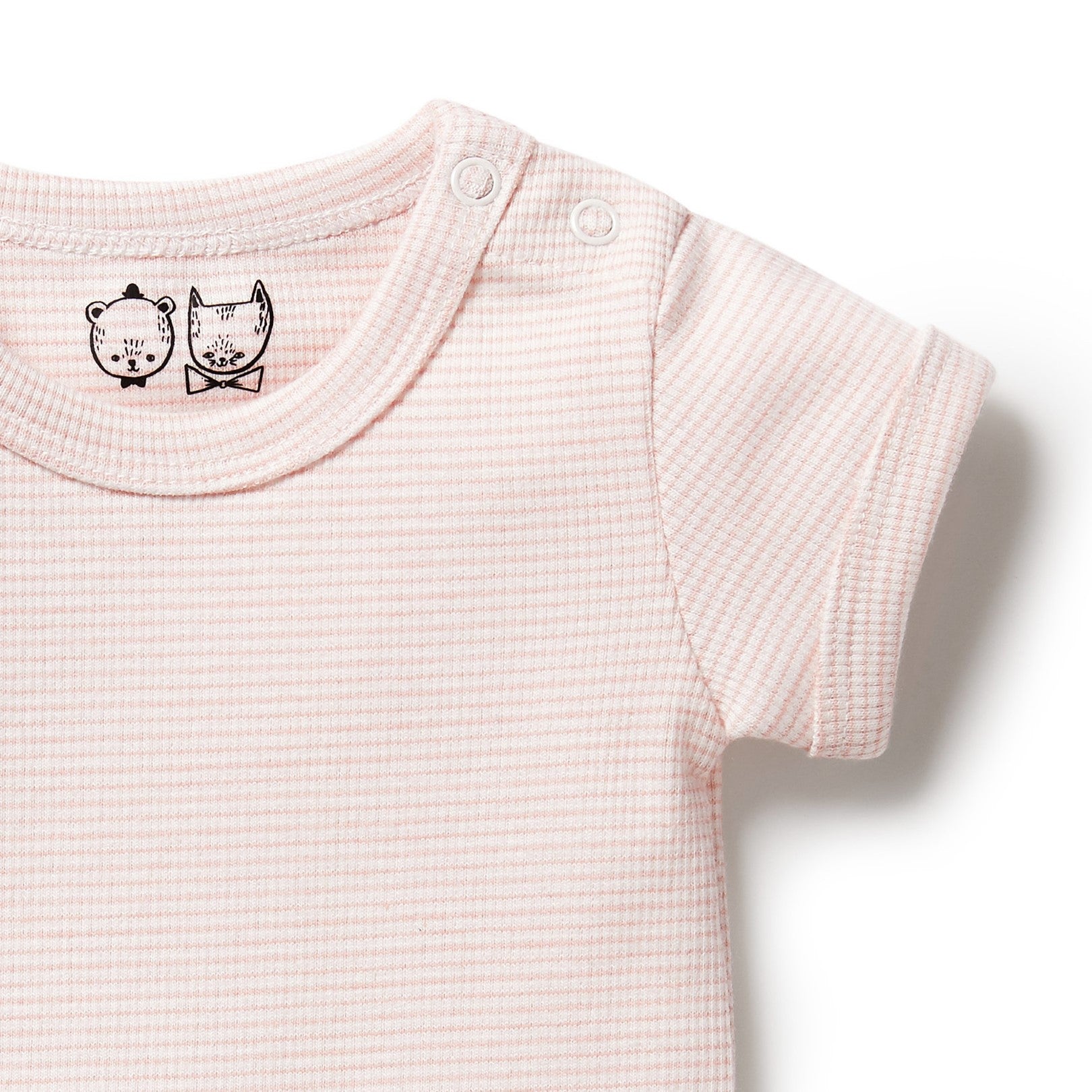 Organic Stripe Rib Bodysuit - Cantaloupe