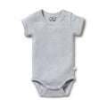 Organic Stripe Rib Bodysuit Rain Drop