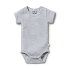 Organic Stripe Rib Bodysuit Rain Drop