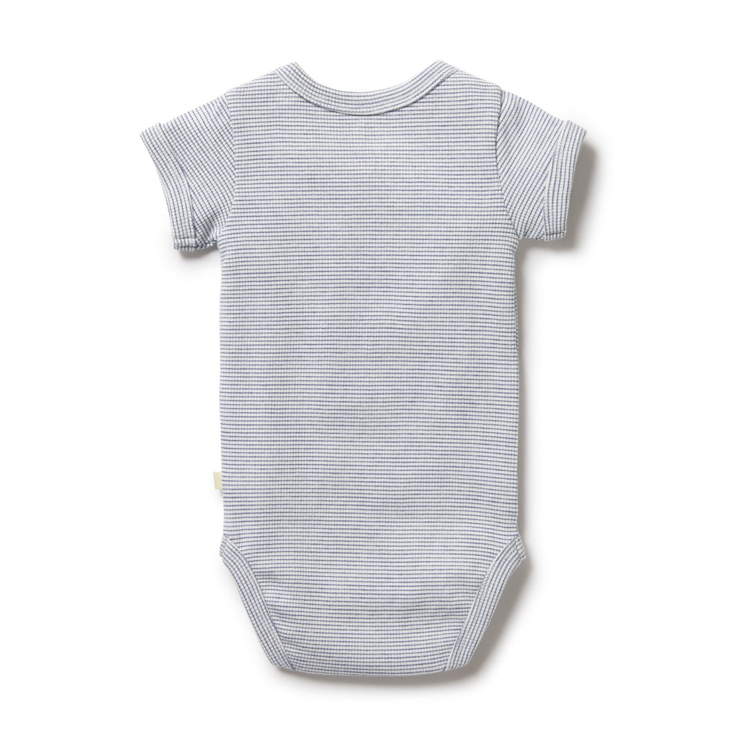 Wilson and Frenchy Organic Stripe Rib Bodysuit - Rain Drop