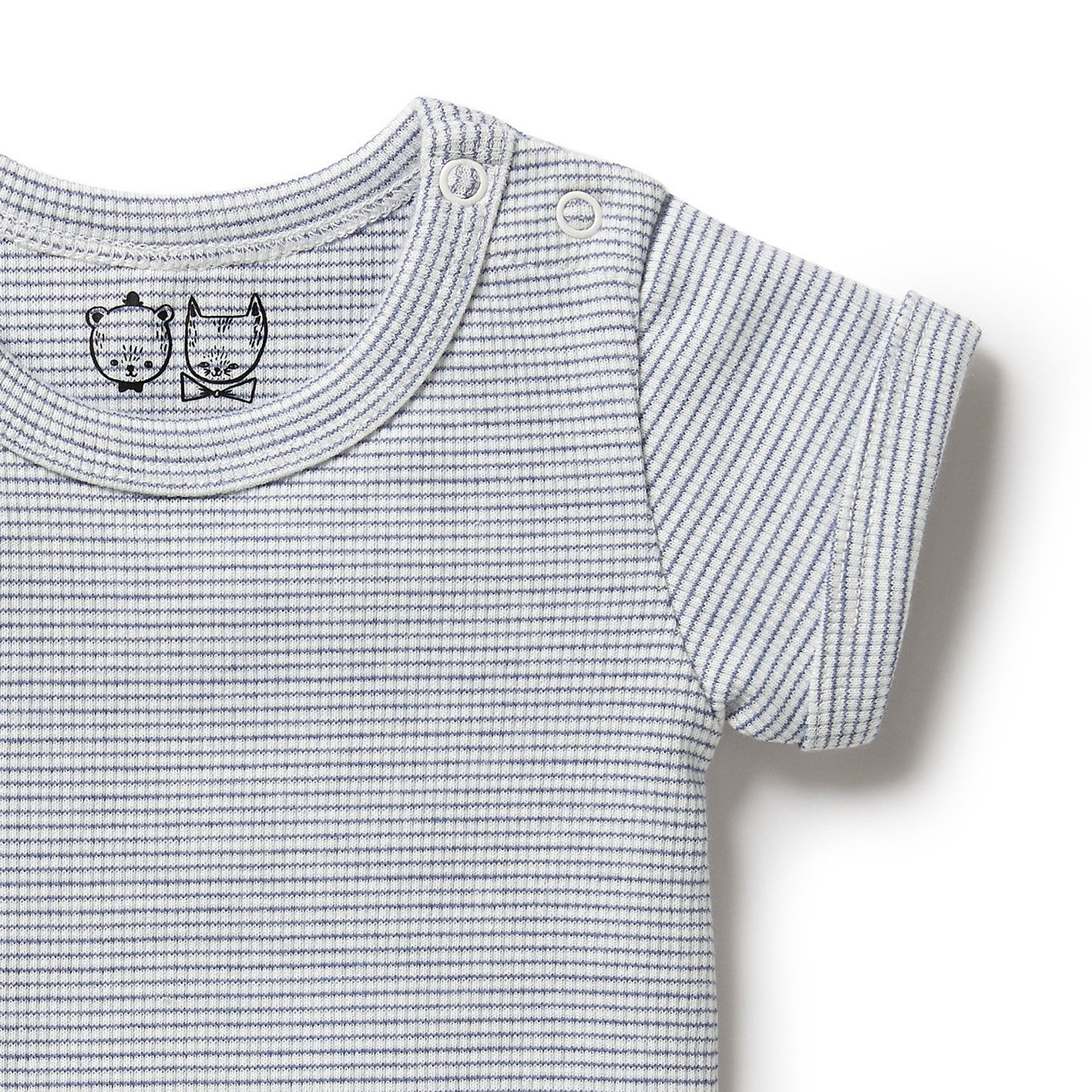 Organic Stripe Rib Bodysuit Rain Drop
