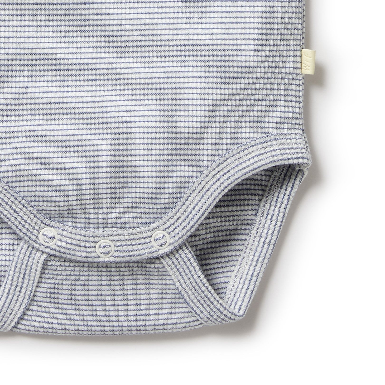Organic Stripe Rib Bodysuit Rain Drop