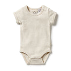 Organic Stripe Rib Bodysuit Oatmeal