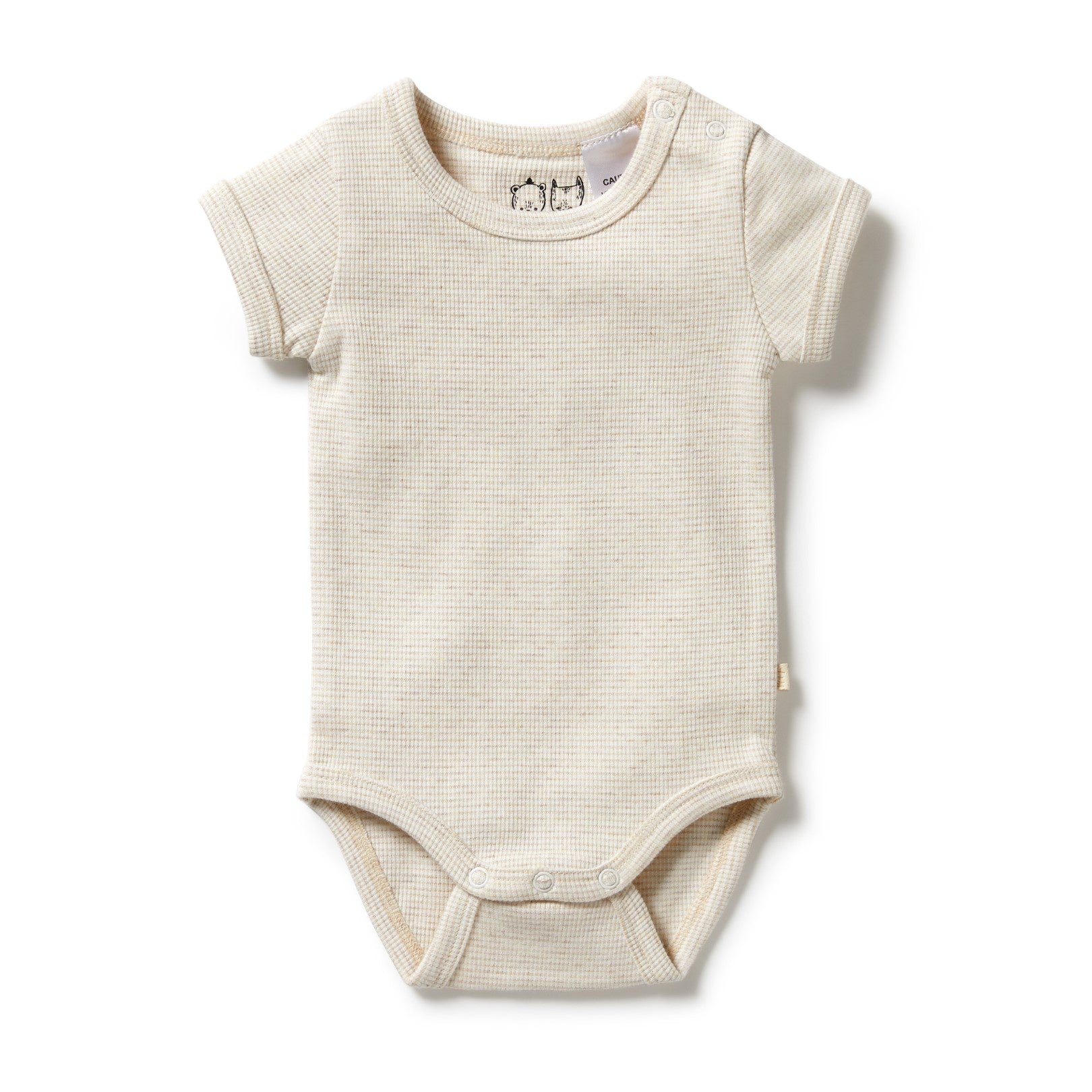 Organic Stripe Rib Bodysuit Oatmeal
