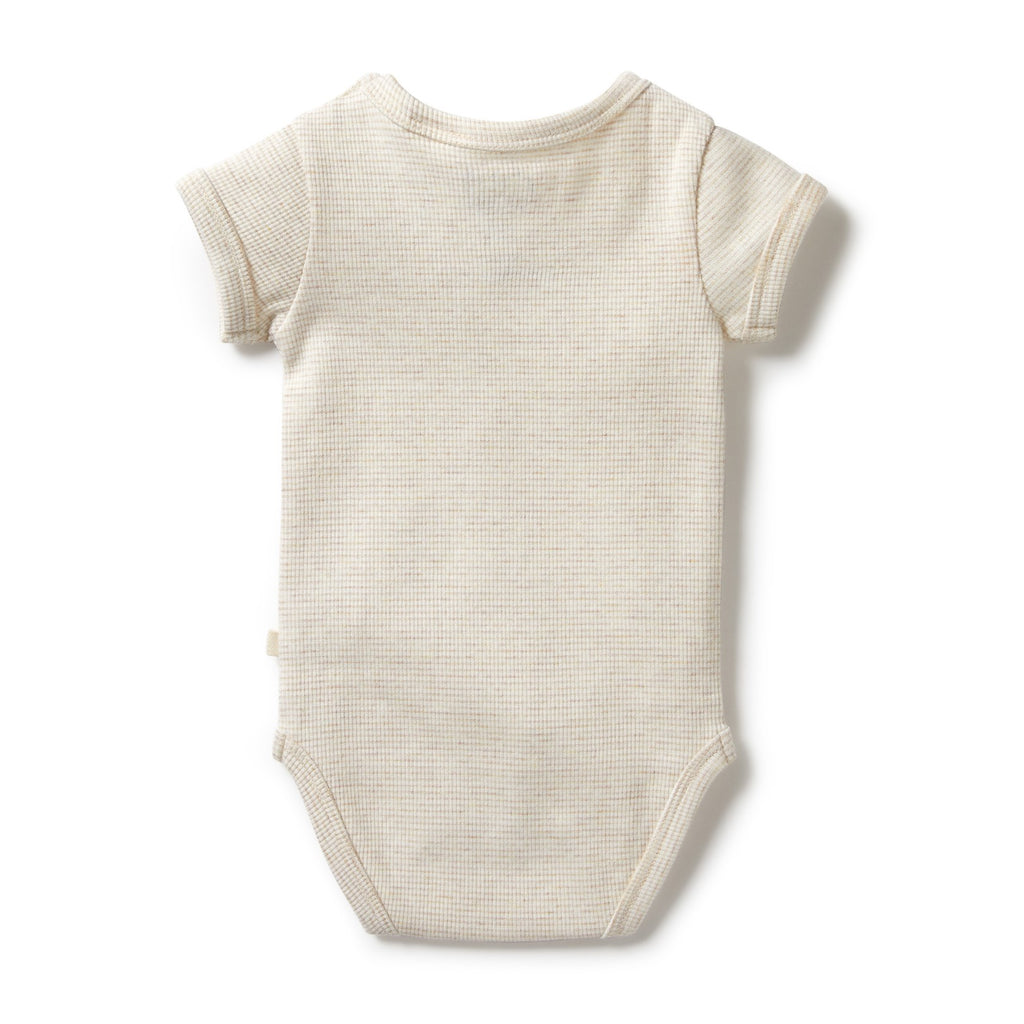 Organic Stripe Rib Bodysuit Oatmeal