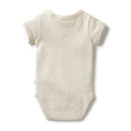 Organic Stripe Rib Bodysuit Oatmeal