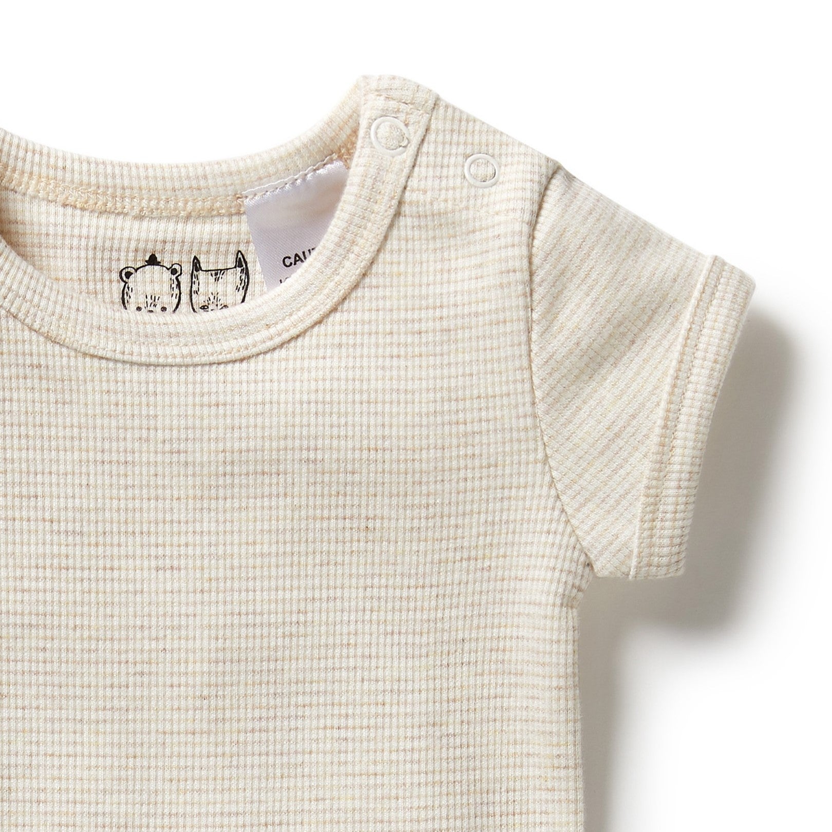Organic Stripe Rib Bodysuit Oatmeal