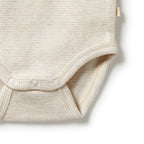Organic Stripe Rib Bodysuit Oatmeal