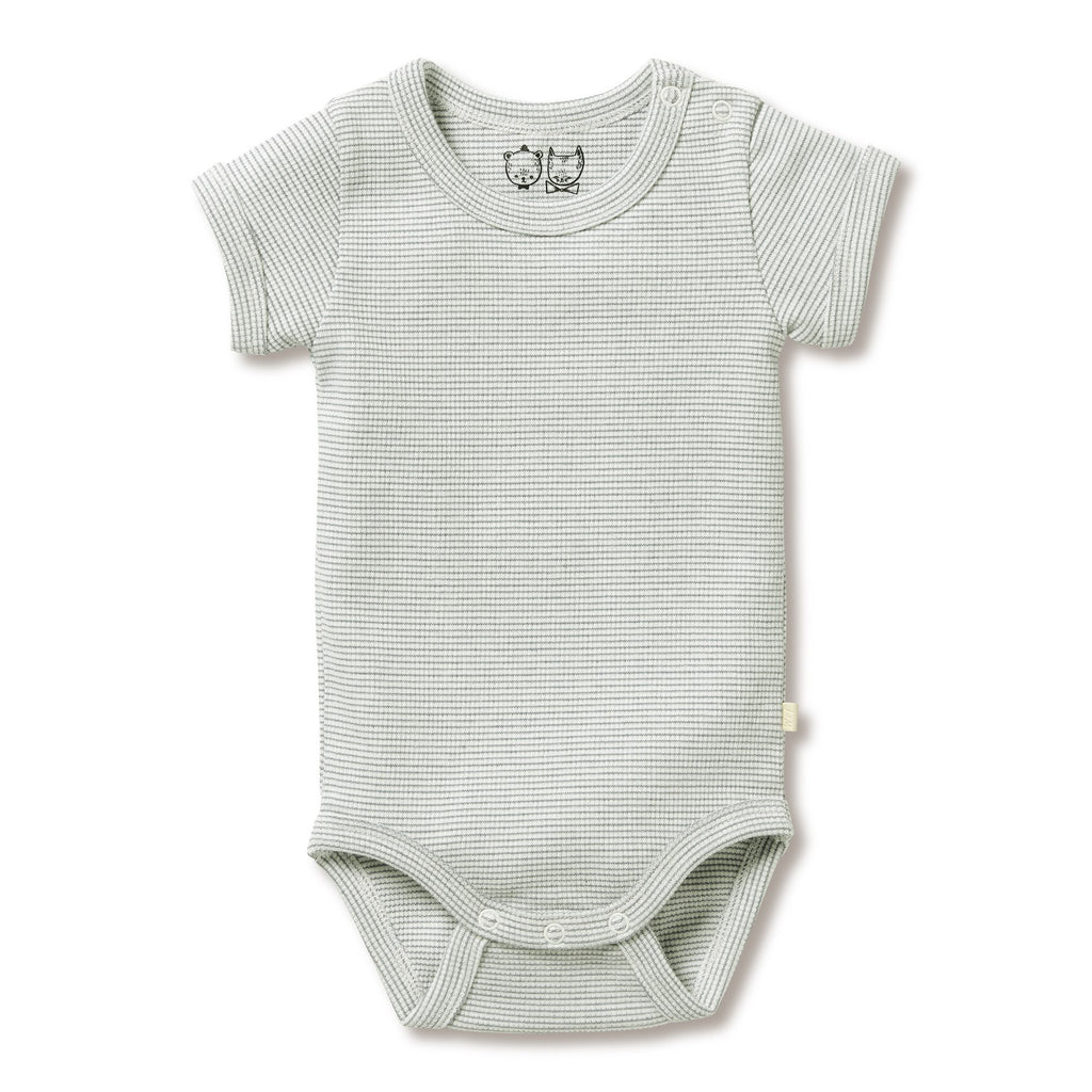 Organic Stripe Rib Bodysuit Fern