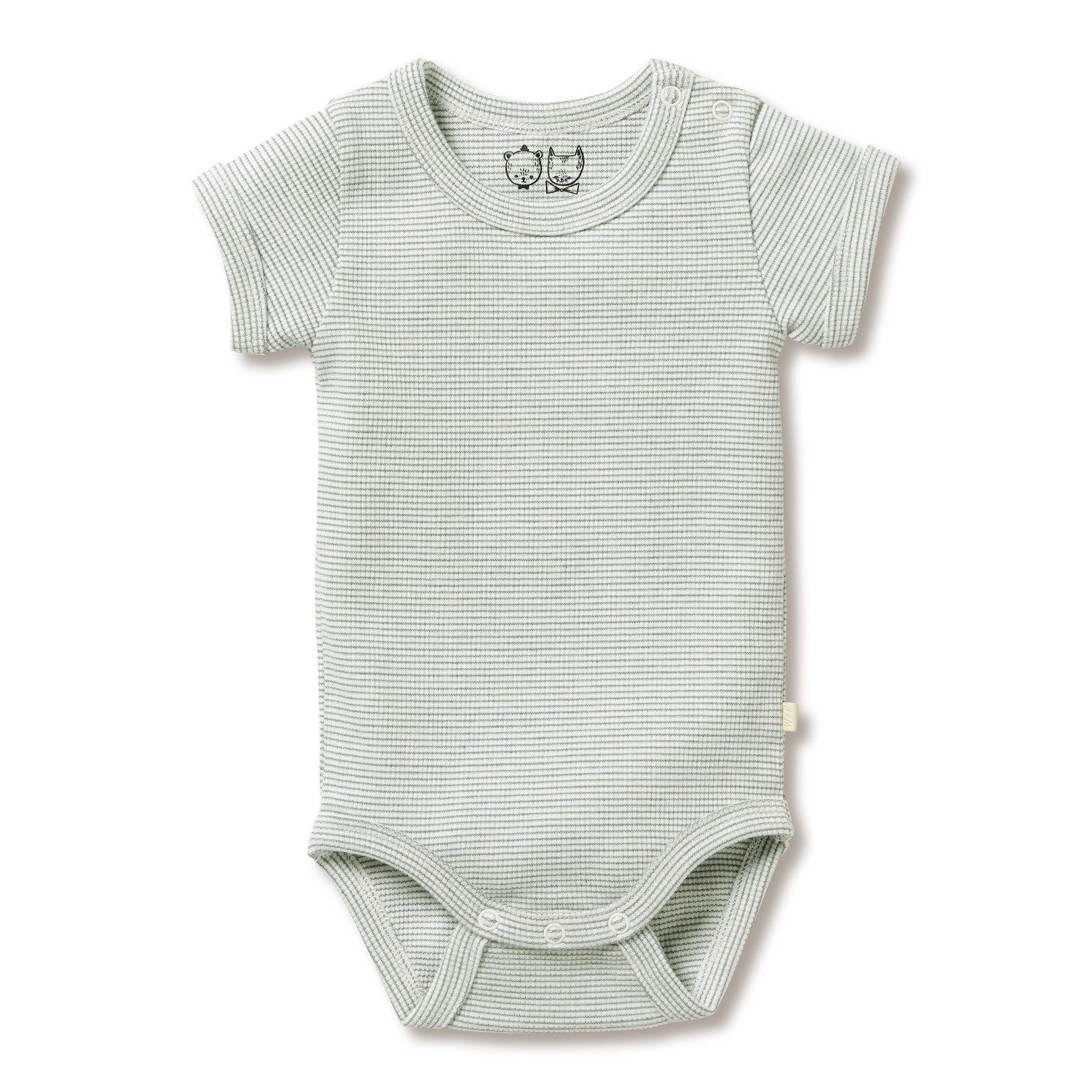 Organic Stripe Rib Bodysuit Fern