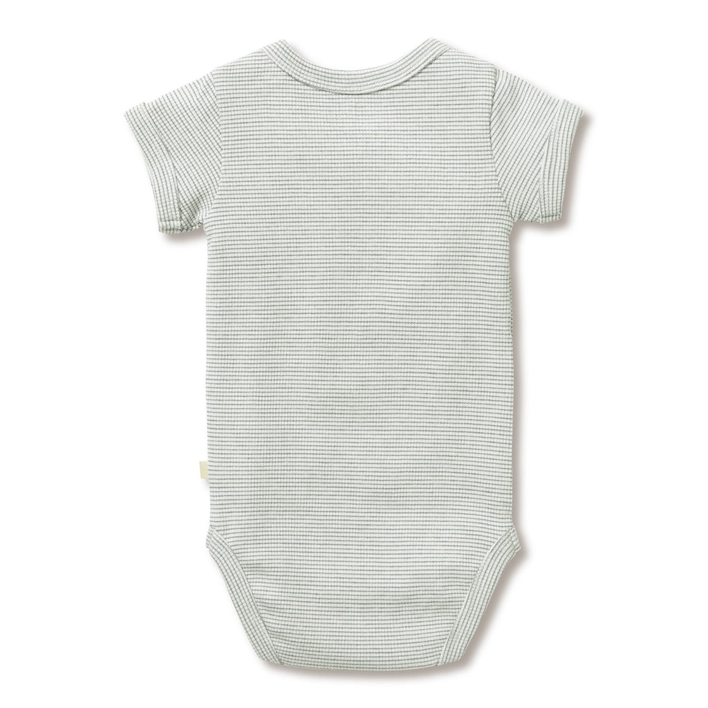 Organic Stripe Rib Bodysuit Fern