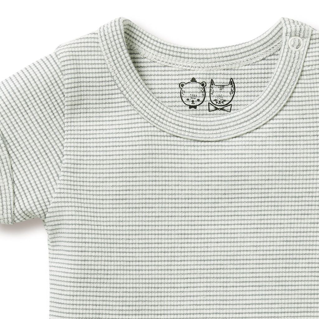 Organic Stripe Rib Bodysuit Fern