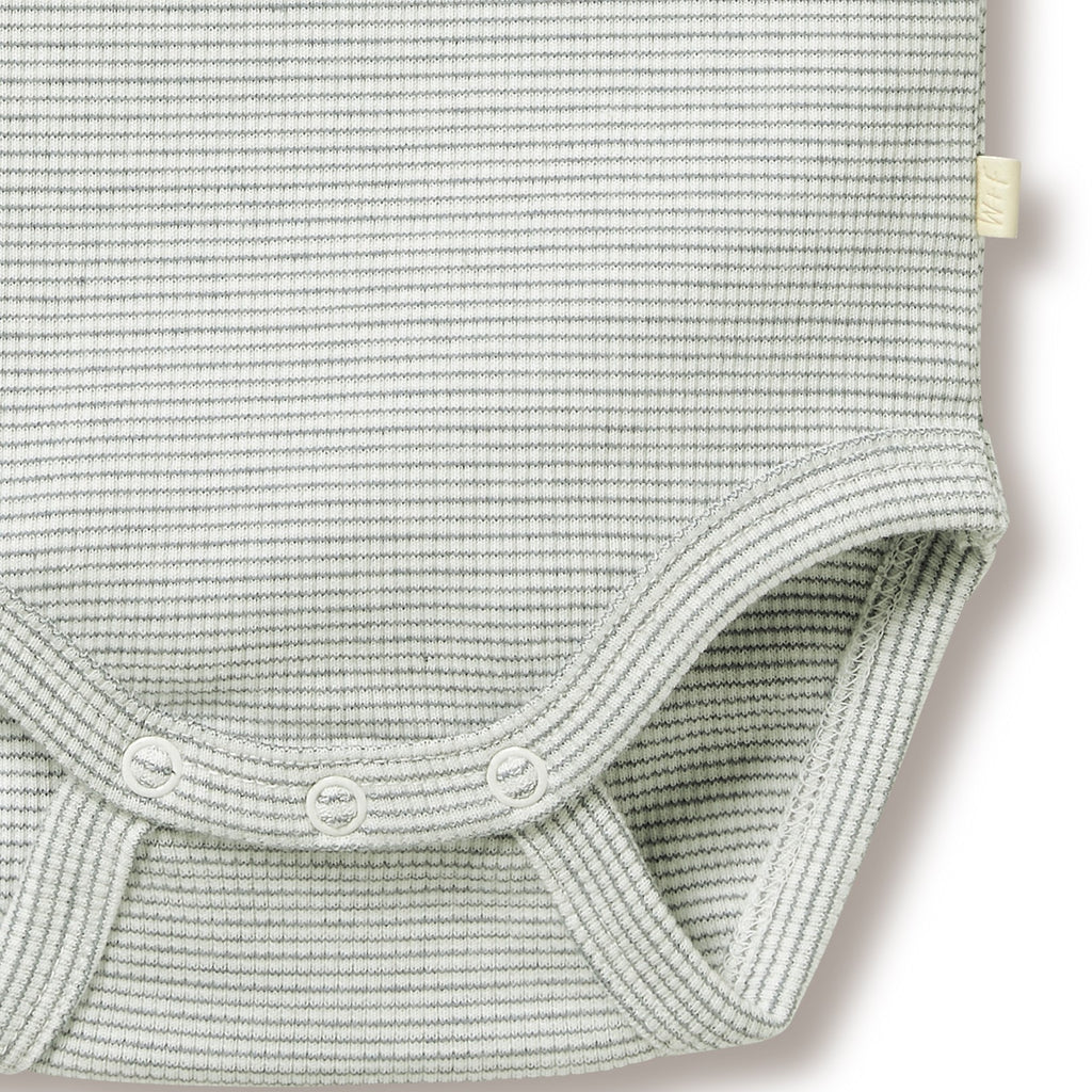 Organic Stripe Rib Bodysuit Fern