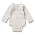 Organic Stripe Rib Kimono Bodysuit Clay