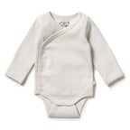 Organic Stripe Rib Kimono Bodysuit Clay