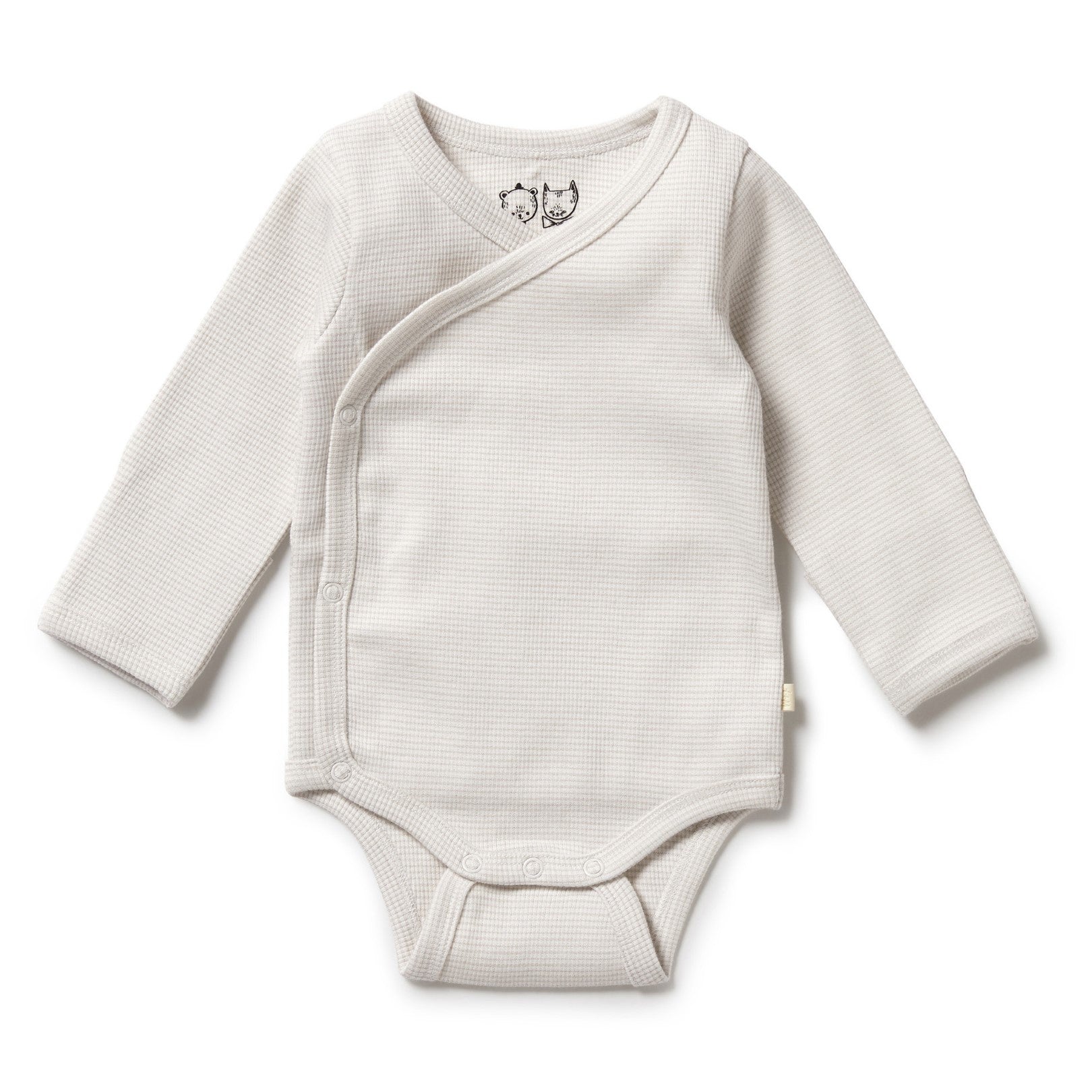 Organic Stripe Rib Kimono Bodysuit Clay