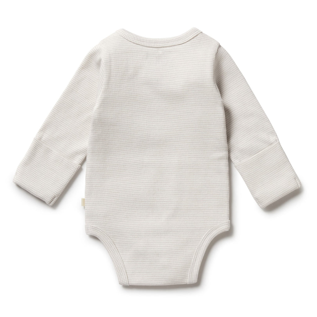 Organic Stripe Rib Kimono Bodysuit - Clay