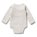 Organic Stripe Rib Kimono Bodysuit Clay