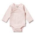 Organic Stripe Rib Kimono Bodysuit Cantaloupe