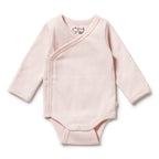 Organic Stripe Rib Kimono Bodysuit Cantaloupe