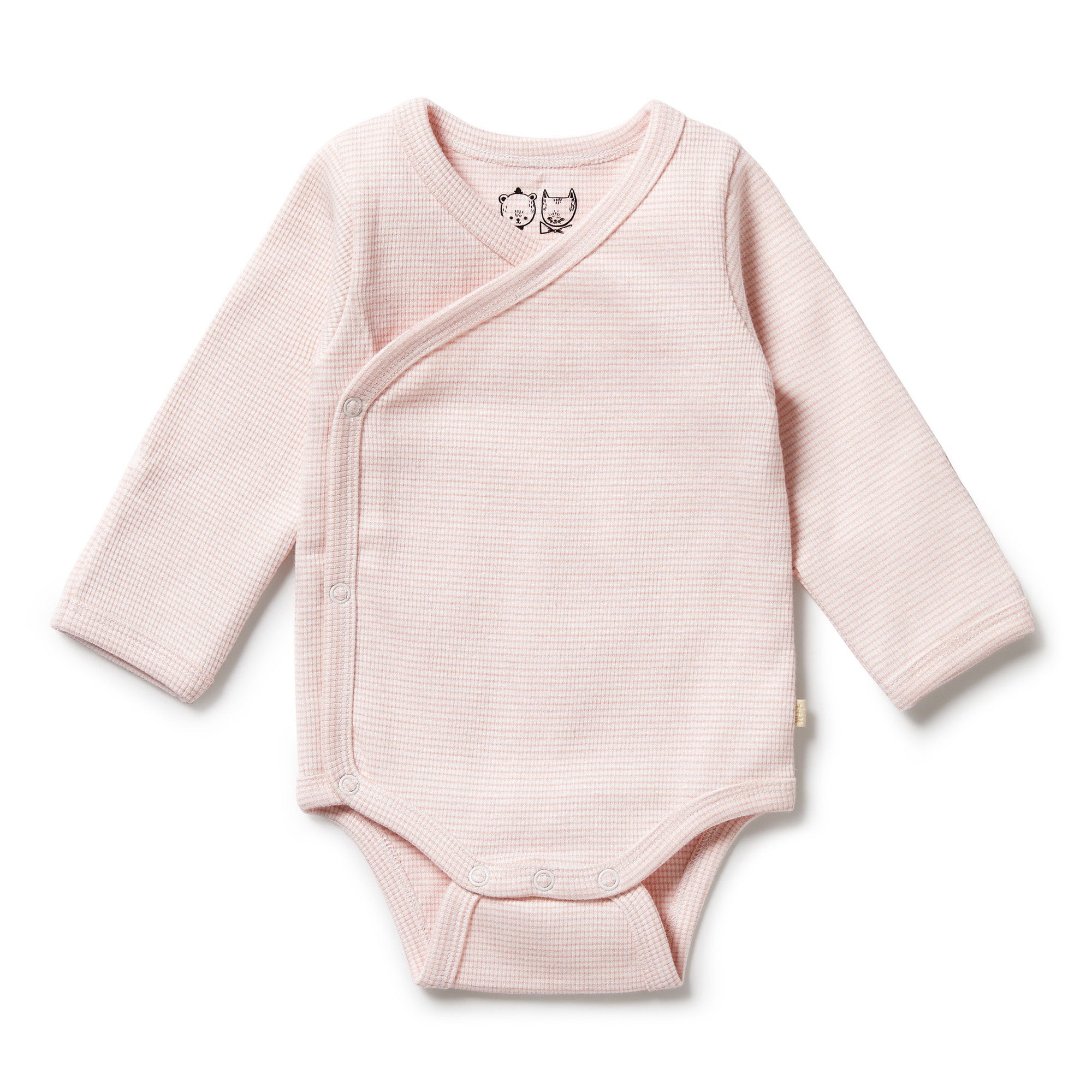 Organic Stripe Rib Kimono Bodysuit Cantaloupe
