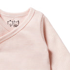 Organic Stripe Rib Kimono Bodysuit - Cantaloupe