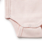 Organic Stripe Rib Kimono Bodysuit Cantaloupe