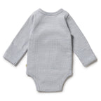 Organic Stripe Rib Kimono Bodysuit Rain Drop
