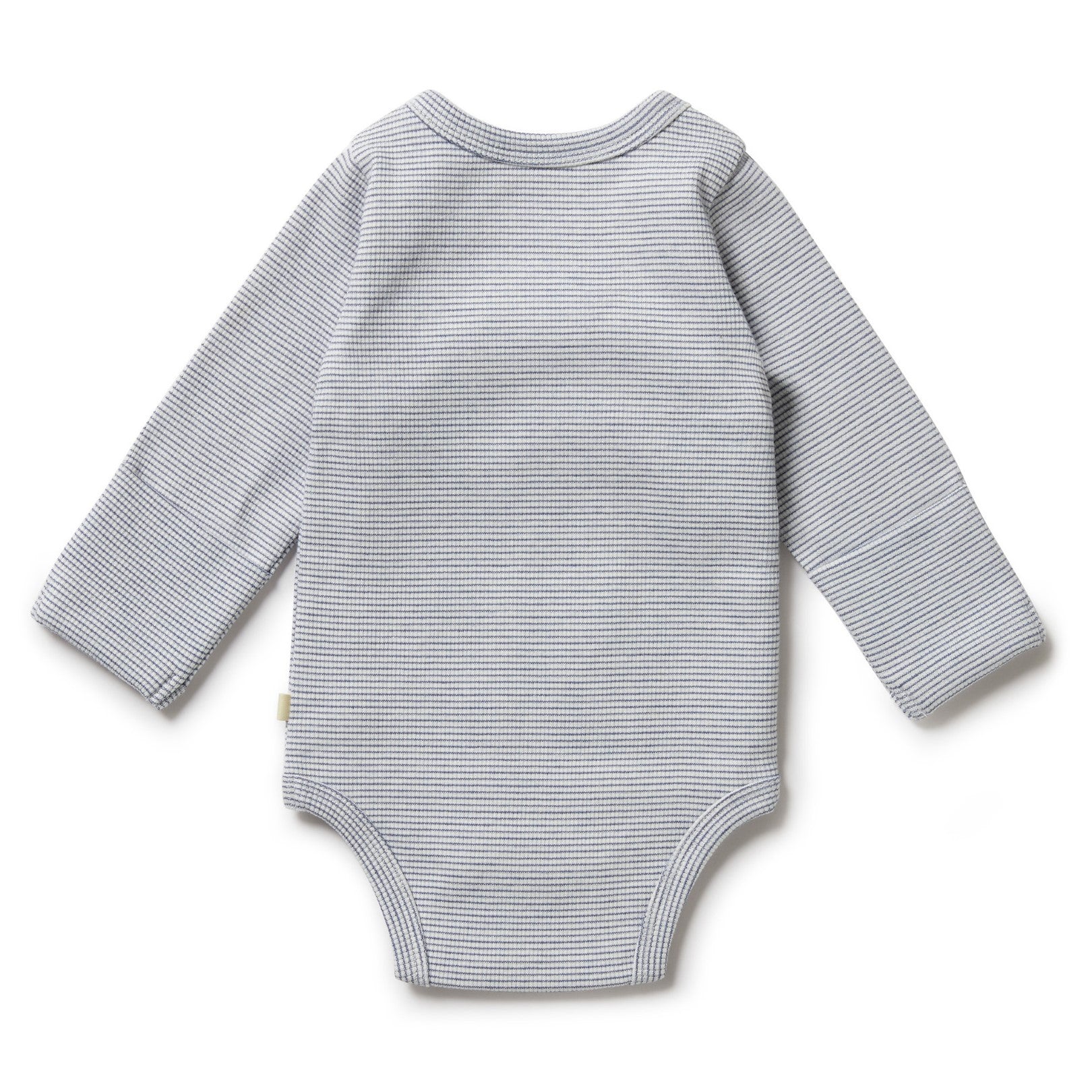 Organic Stripe Rib Kimono Bodysuit Rain Drop