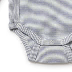 Organic Stripe Rib Kimono Bodysuit Rain Drop