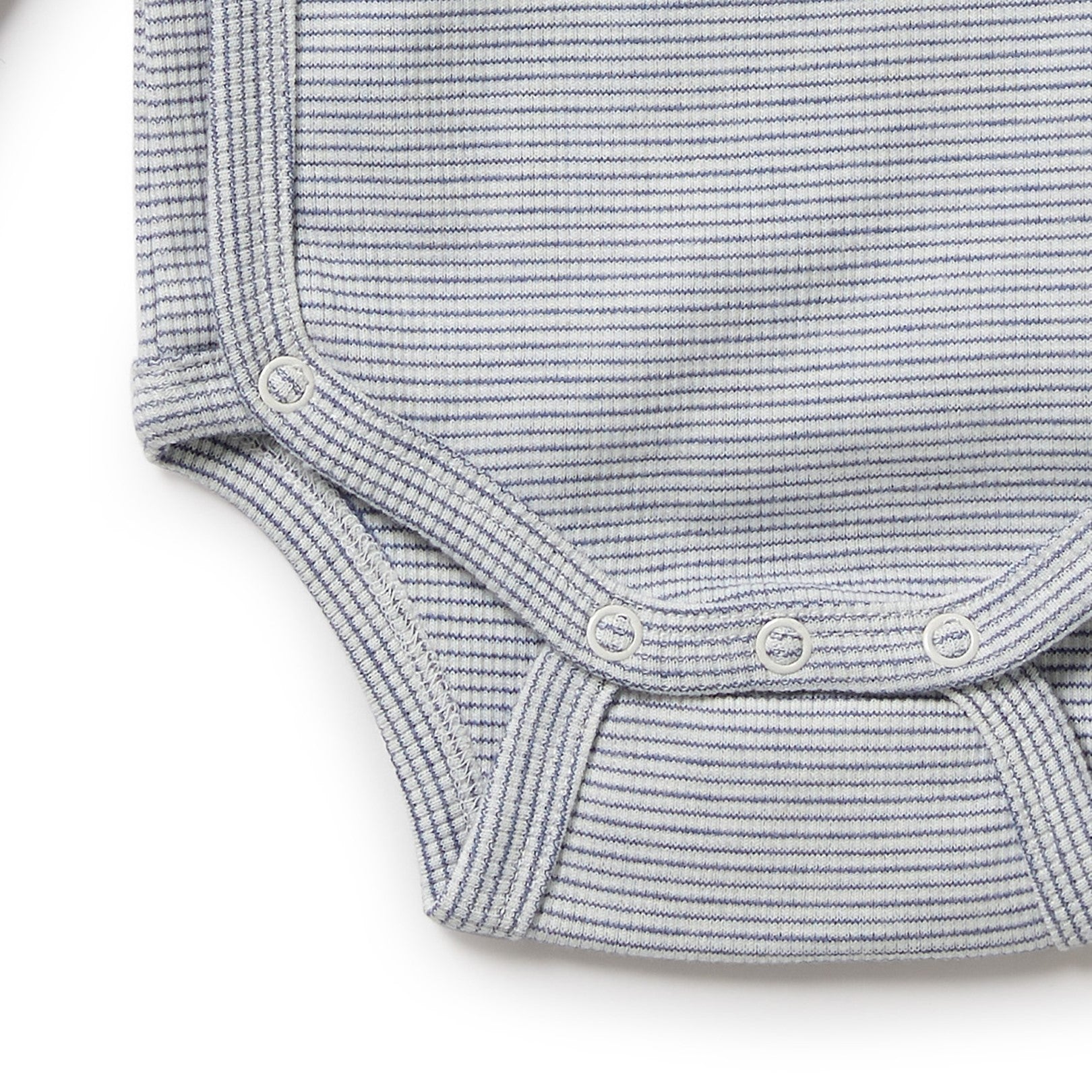 Organic Stripe Rib Kimono Bodysuit Rain Drop