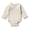Organic Stripe Rib Kimono Bodysuit Oatmeal