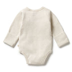 Organic Stripe Rib Kimono Bodysuit Oatmeal