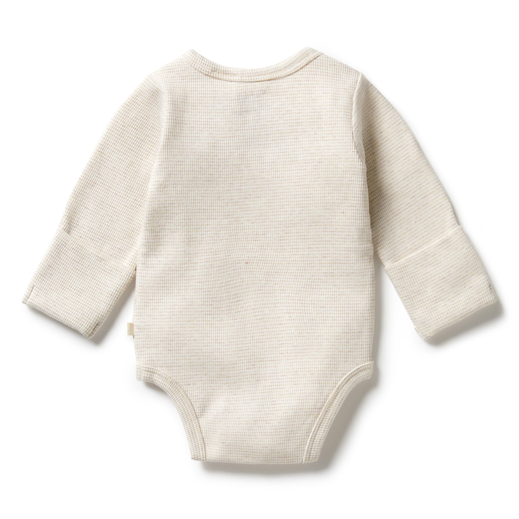 Organic Stripe Rib Kimono Bodysuit Oatmeal