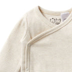Organic Stripe Rib Kimono Bodysuit Oatmeal