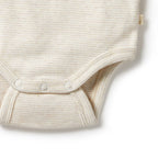Organic Stripe Rib Kimono Bodysuit - Oatmeal