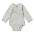 Organic Stripe Rib Kimono Bodysuit Fern