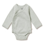 Organic Stripe Rib Kimono Bodysuit Fern