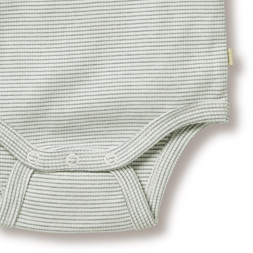 Organic Stripe Rib Kimono Bodysuit - Fern
