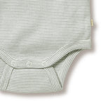 Organic Stripe Rib Kimono Bodysuit - Fern