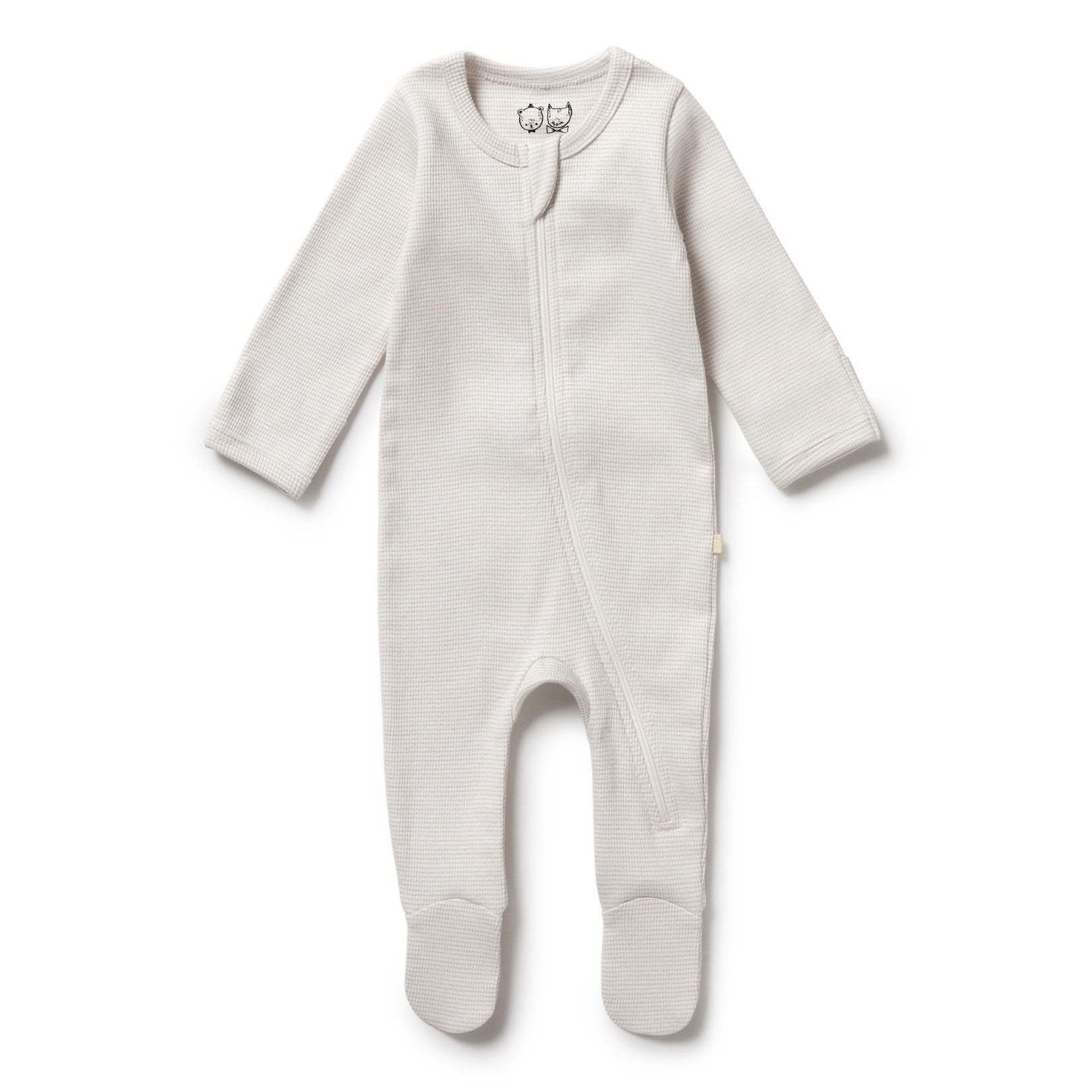 Organic Stripe Rib Zipsuit with Feet Clay