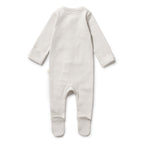 Organic Stripe Rib Zipsuit with Feet Clay