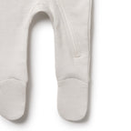 Organic Stripe Rib Zipsuit with Feet Clay